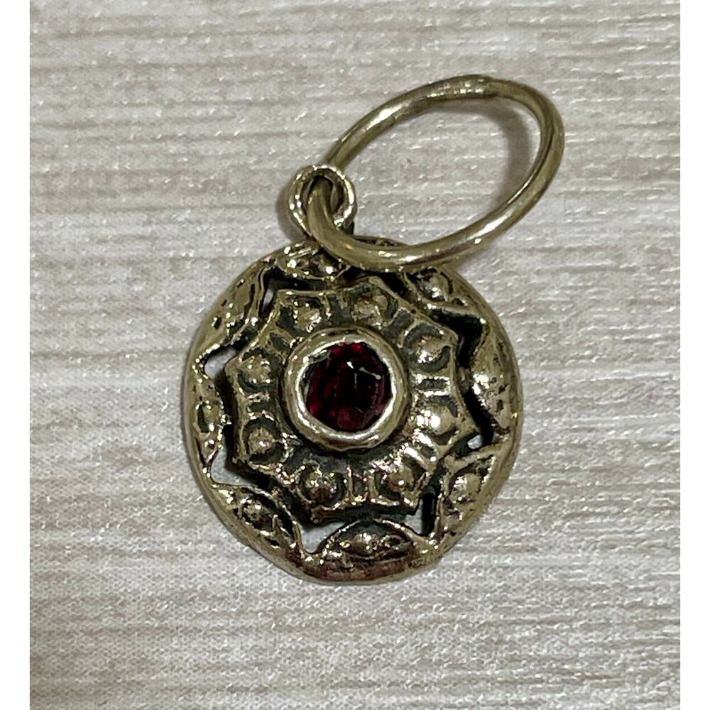 Love Heals Garnet JANUARY Birthstone Round White Bronze Charm LH82 - Picture 2 of 8